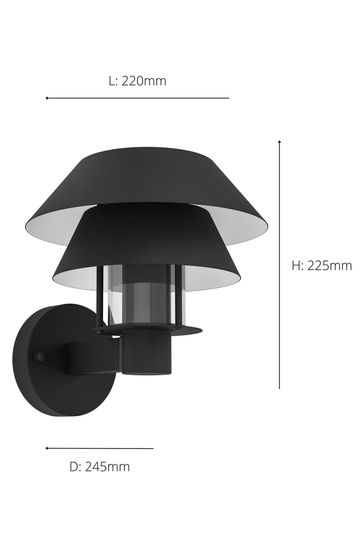 Eglo Black Chiappera Outdoor Tiered Lampshade Wall Light