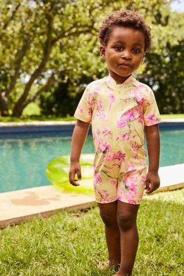 Yellow Floral Sunsafe Swimsuit (3mths-7yrs)