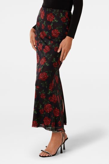 Mesh maxi skirt outlet in black