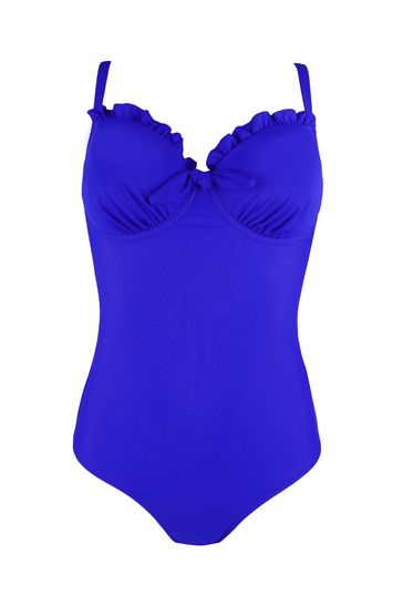 Pour Moi Blue Splash Padded Underwired Control Swimsuit