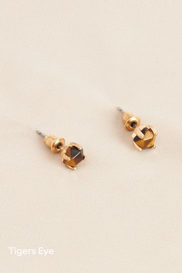 Gold plated stone earrings sale