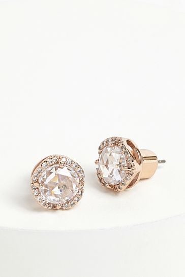 kate spade new york Large Rose Gold Tone Pave Round Studs Earrings