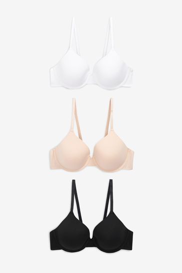 Buy Black/White/Nude Pad Full Cup Cotton Blend Bras 3 Pack from