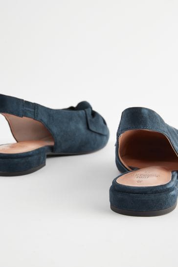 Buy Navy Forever Comfort Leather Point Toe Bow Slingback Shoes from Next Bahrain