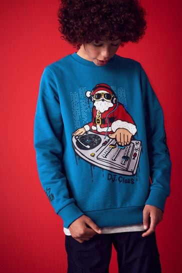 Buy Blue Santa Christmas Sweatshirt 3 16yrs from Next Germany