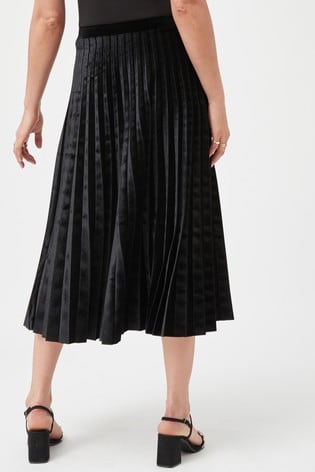 Buy Black Pleated Velvet Skirt from Next Denmark