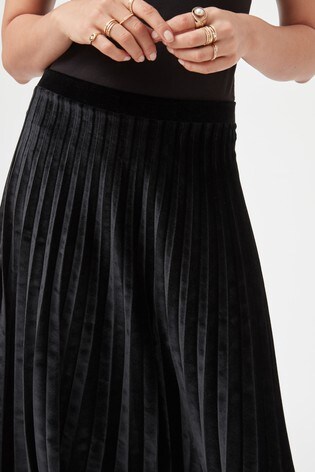 Buy Black Pleated Velvet Skirt from Next Denmark
