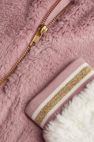 Pink fluffy top bomber jacket