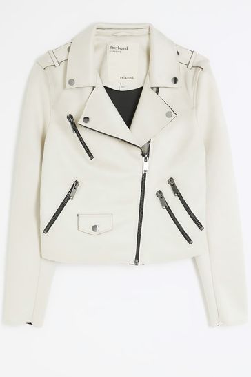 River island white best sale leather jacket