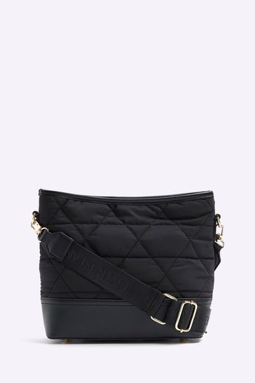 River island black bucket bag sales