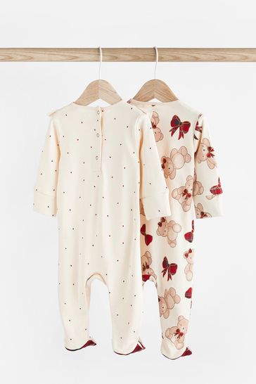 Buy White Ground Baby Bear Character Sleepsuits 2 Pack 0 2yrs