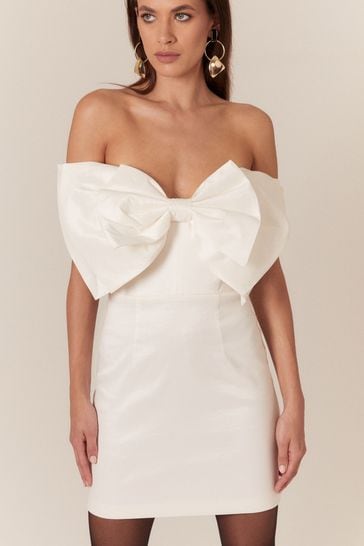 Bardot White White Bow Tie Mini Dress