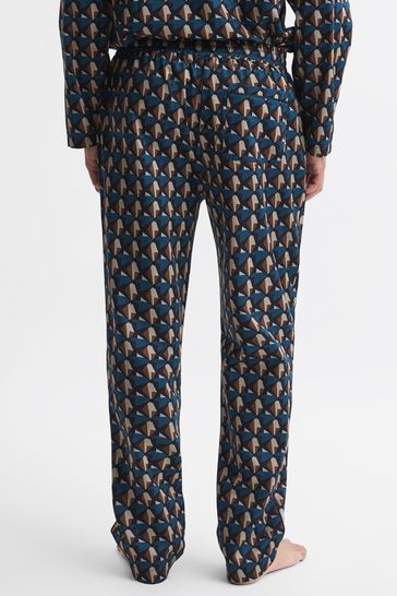 Reiss Multi Cornish Cotton Printed Drawstring Pyjama Bottoms