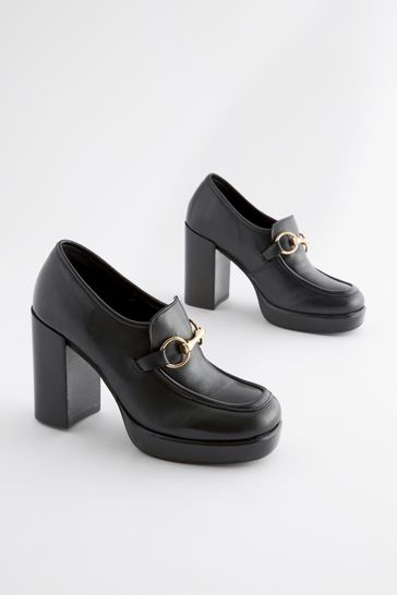 Leather platform loafer best sale with horsebit