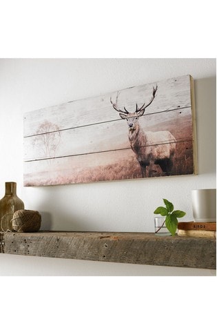 Art For The Home Natural Stag Wooden Plaque