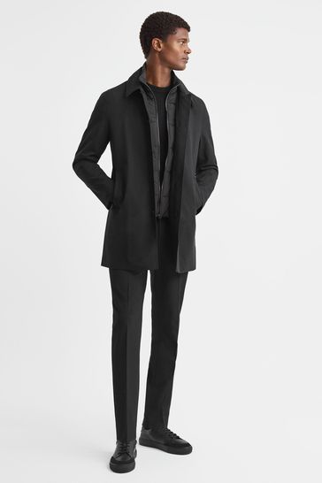Reiss Black Perrin Jacket With Removable Funnel-Neck Insert