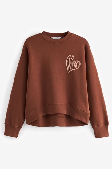 Buy Brown Amour Heart Graphic Sweatshirt from Next Australia