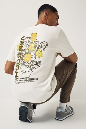 Ecru Van Gogh Sunflowers Artist Licence T-Shirt