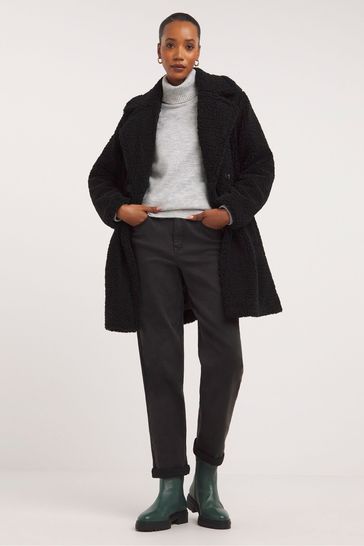 JD Williams Black Borg Teddy Faux Fur Coat