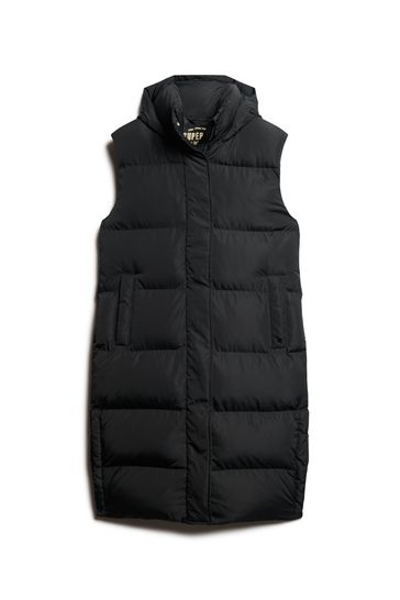 Buy Superdry Black Longline Hooded Puffer Gilet from Next USA