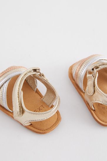 Gold cross strap sandals sale