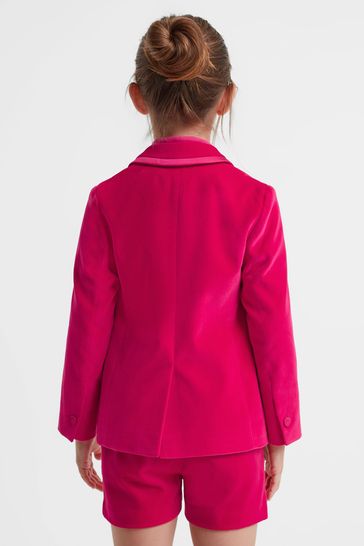 Reiss Bright Pink Bree Junior Single Breasted Velvet Blazer