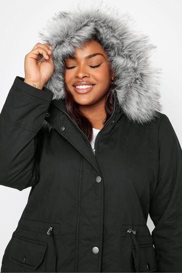 Buy Yours Curve Black Fur Trim Parka Coat from Next Germany