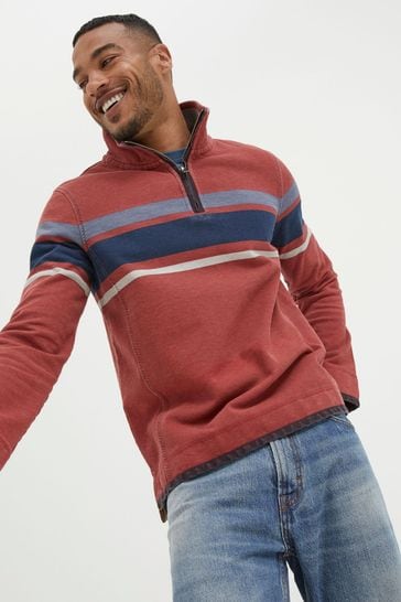 FatFace Red Airlie Chest Stripe Sweatshirt