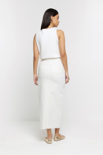 White split hem skirt outlet