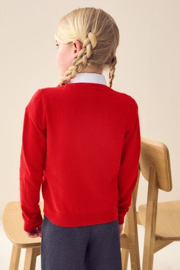 Buy Red Cotton Rich Bow Pocket School Cardigan 3 16yrs from Next Luxembourg