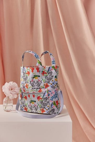 Cath Kidston White Birds Print Canvas Multi Way Cross Body Bag