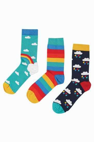 Frugi Blue Rainbow Organic Cotton Socks 3 Pack