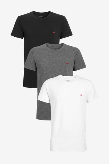 Diesel® White/Black/Grey T-Shirt Three Pack
