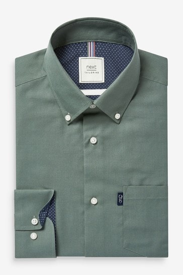 Khaki Green Regular Fit Single Cuff Easy Iron Button Down Oxford Shirt