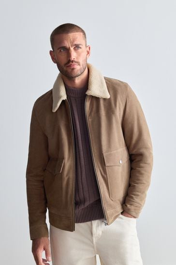 Suede borg jacket mens sale