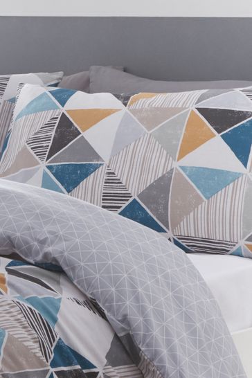 furn. Grey Multicolour Harlequin Geometric Reversible Duvet Cover and  Pillowcase Set