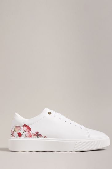 Ted Baker White Floral Printed Lorny Platform Trainers