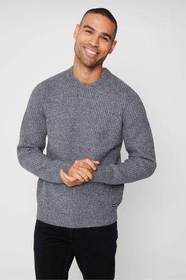 Threadbare Grey Crew Neck Knitted Jumper