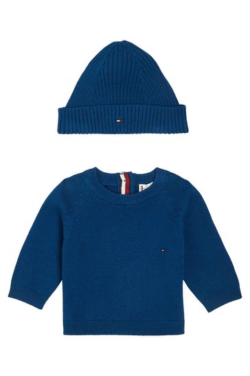 Tommy Hilfiger Newborn Baby Blue Sweater Set Giftbox