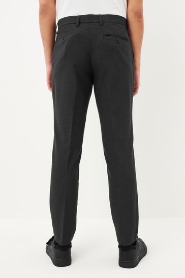 Charcoal Grey Skinny Machine Washable Plain Front Smart Trousers