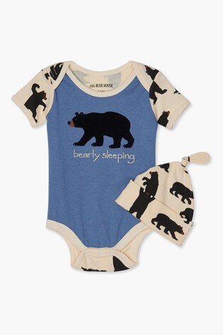 Hatley Blue/Black Bears Baby Bodysuit & Hat