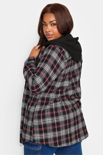 Hooded check hotsell shirt