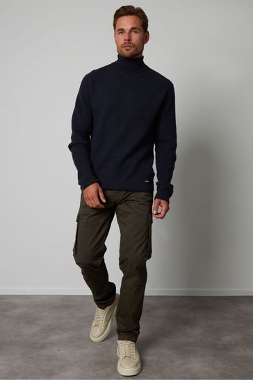 Buy Threadbare Blue Ribbed Roll Neck Knitted Jumper from Next Ireland
