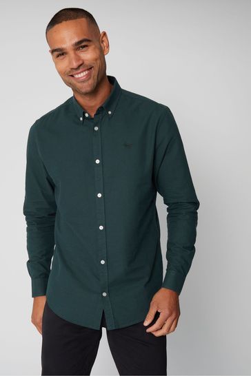 Threadbare Green Oxford Cotton Long Sleeve Shirt