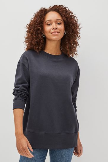 Navy Blue Essentials Longline Cotton Sweatshirt