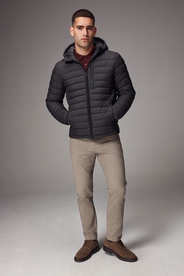 Buy Charcoal Grey Shower Resistant Lightweight Hooded Puffer Coat Jacket from Next Denmark
