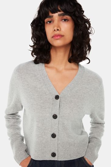 Buy Whistles Grey Wool Cropped Cardigan from Next Luxembourg