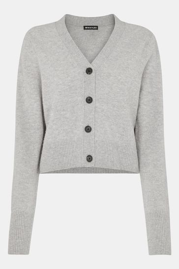 Buy Whistles Grey Wool Cropped Cardigan from Next Australia