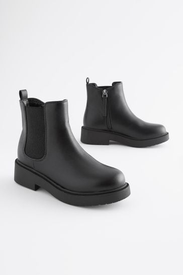 Matt Black Chunky Chelsea Ankle Boots