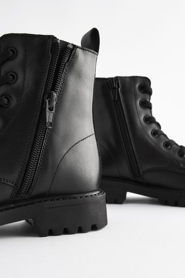 Buy Black Leather Lace Up Boots from Next Bahrain